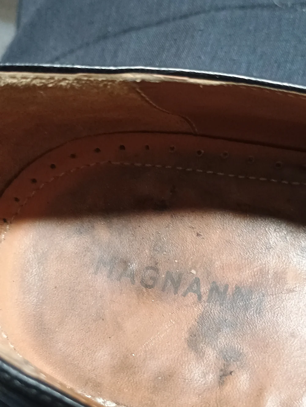Magnanni Black Leather Derby Shoes with Dark Green Laces (252) 12